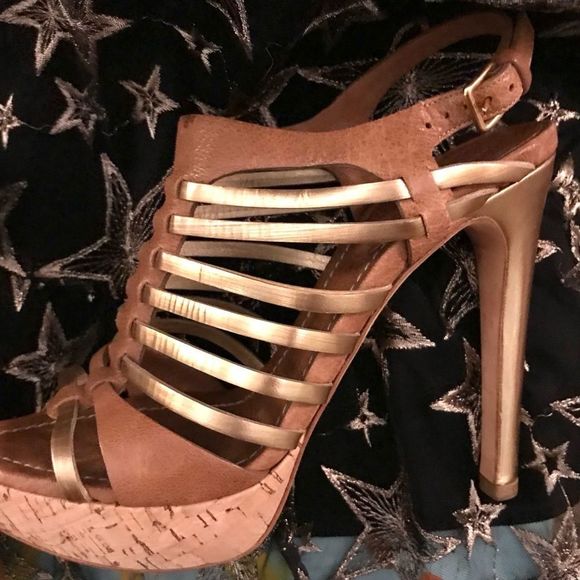 miu miu | Authenticated | Gladiator | Cork Platforms in Gold, Tan & Caramel - Picture 7 of 16